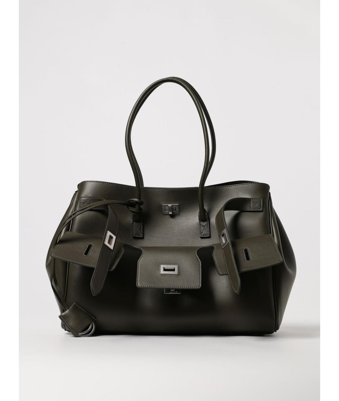BALENCIAGA Хаки кожаная сумка тоут, фото 6