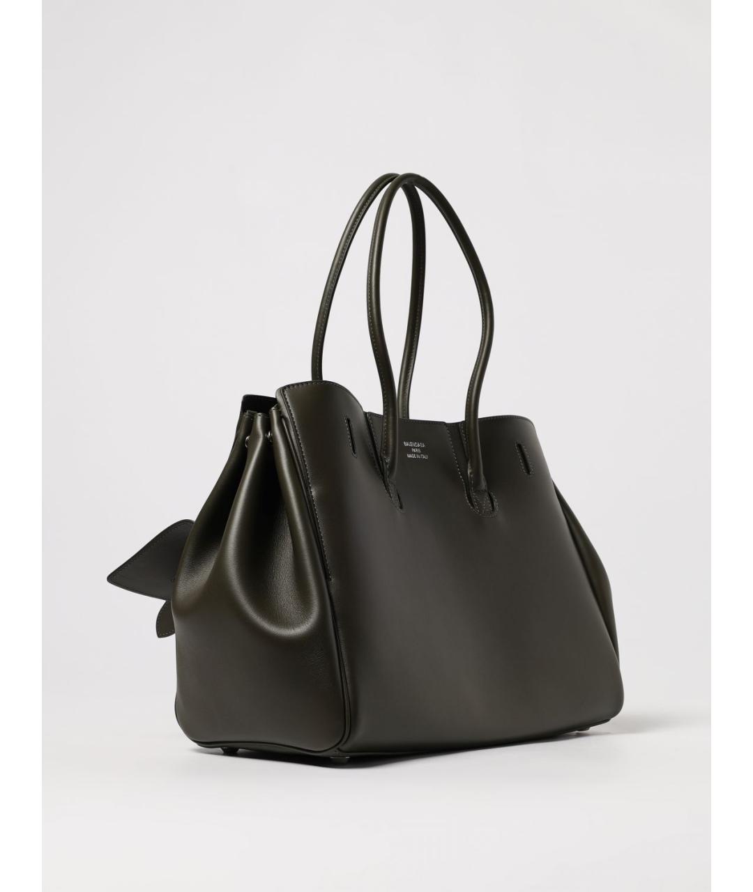BALENCIAGA Хаки кожаная сумка тоут, фото 3