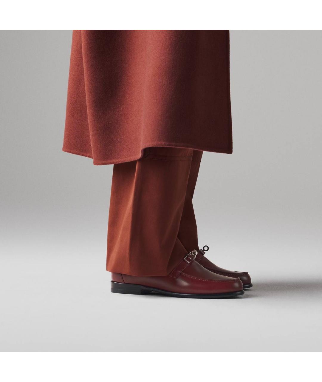 HERMES Бордовые кожаные лоферы, фото 2