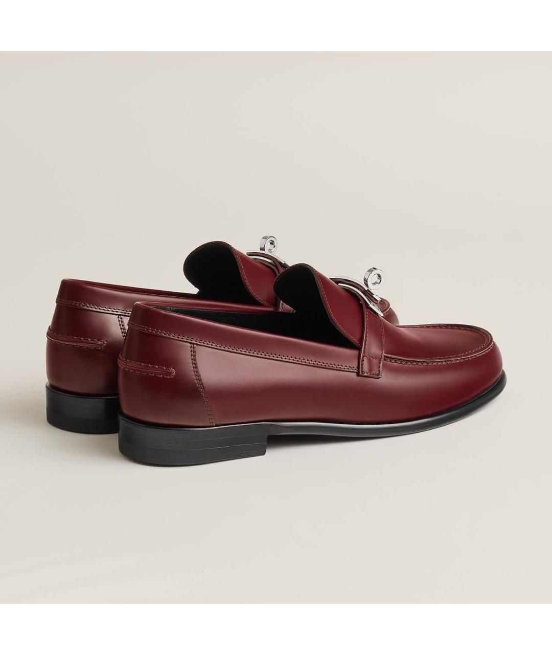 HERMES Бордовые кожаные лоферы, фото 4