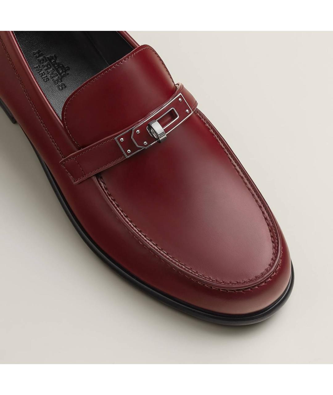 HERMES Бордовые кожаные лоферы, фото 5