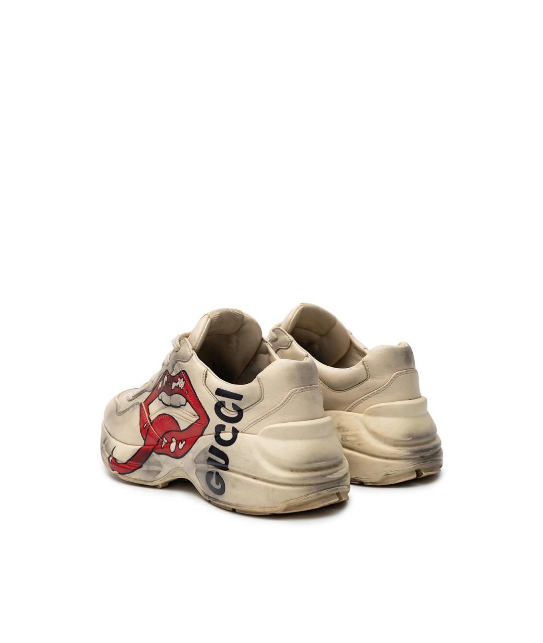 GUCCI Белые кожаные кроссовки, фото 2
