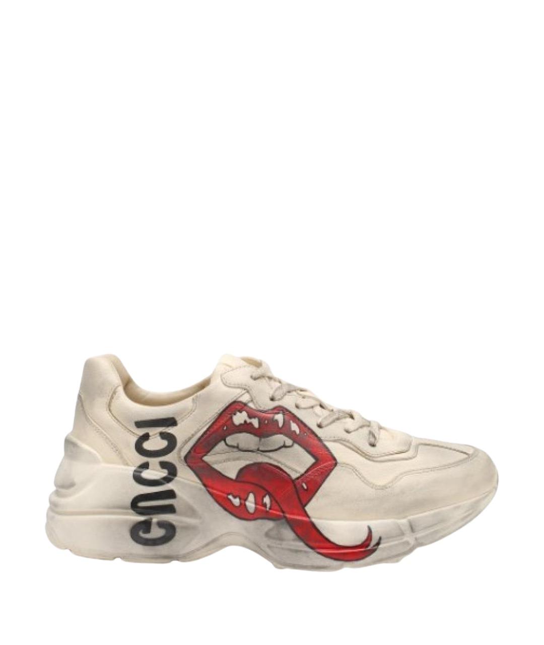 GUCCI Белые кожаные кроссовки, фото 1