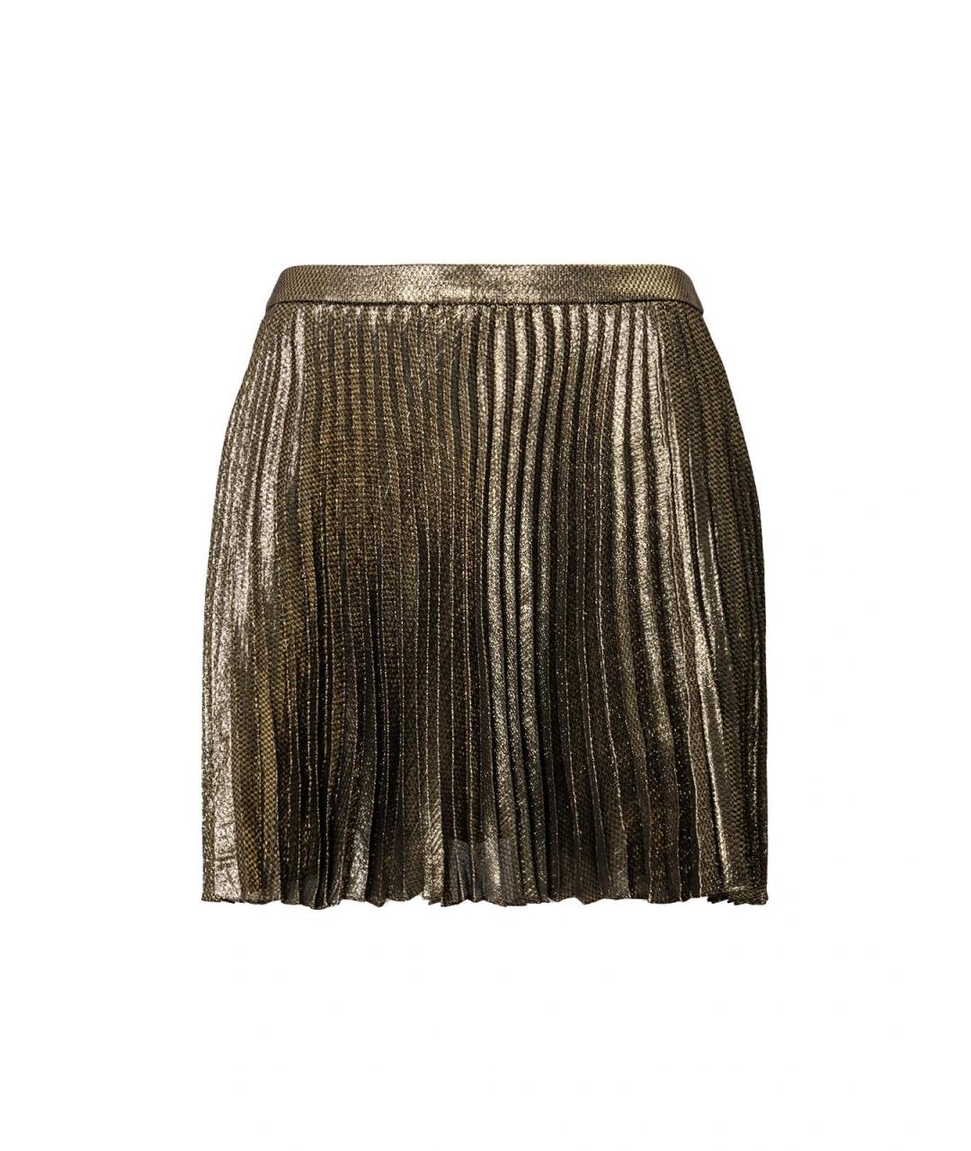 SAINT LAURENT Золотая шелковая юбка миди, фото 4