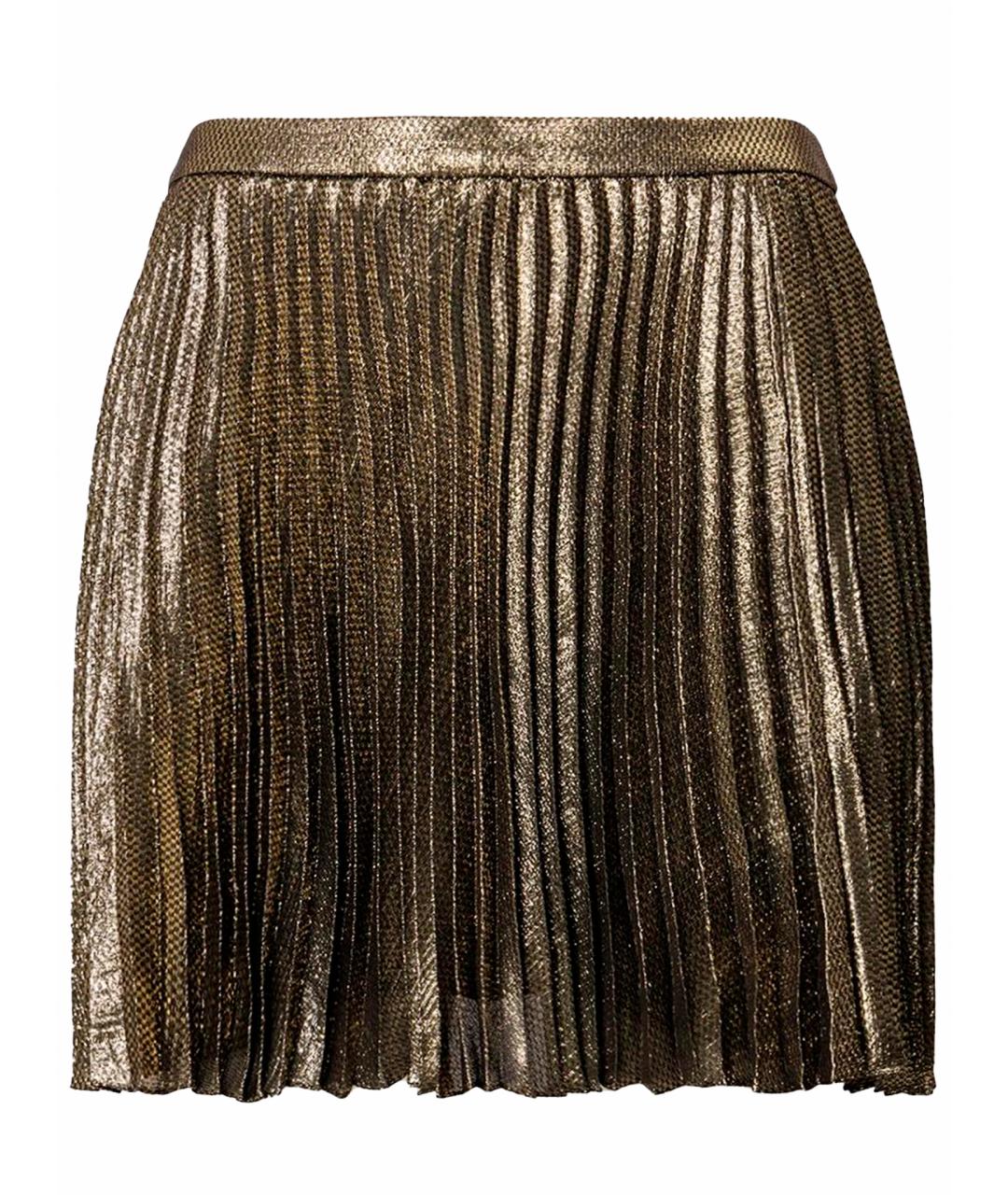 SAINT LAURENT Золотая шелковая юбка миди, фото 1
