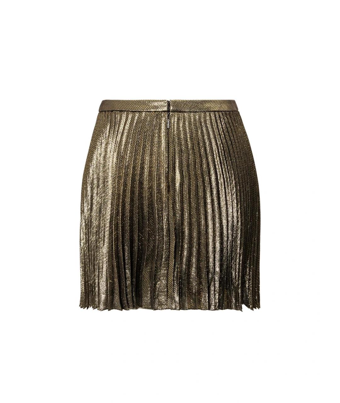 SAINT LAURENT Золотая шелковая юбка миди, фото 2