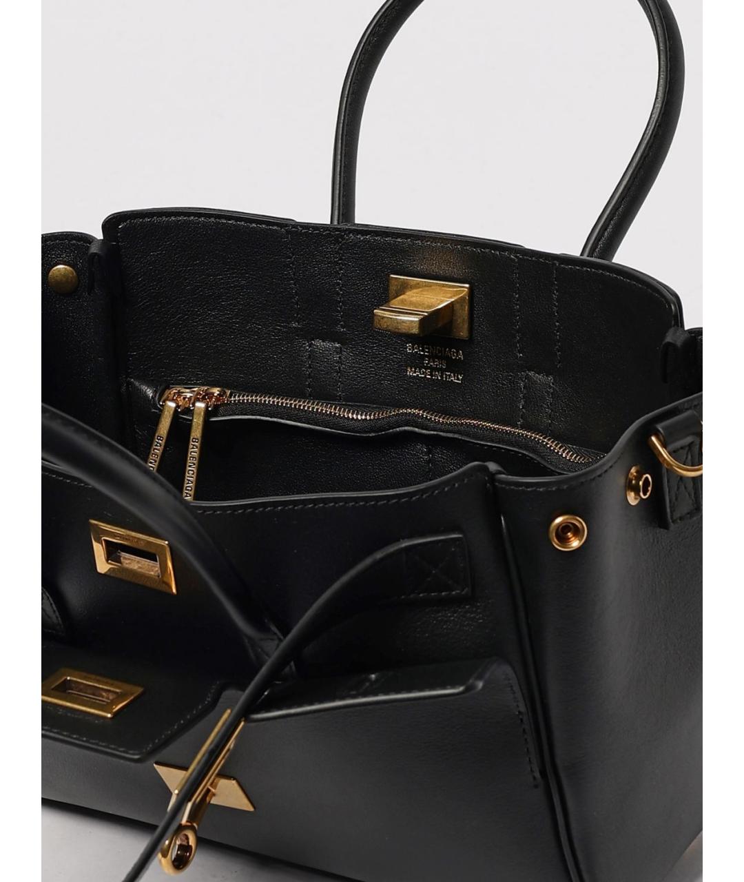 BALENCIAGA Черная кожаная сумка тоут, фото 5