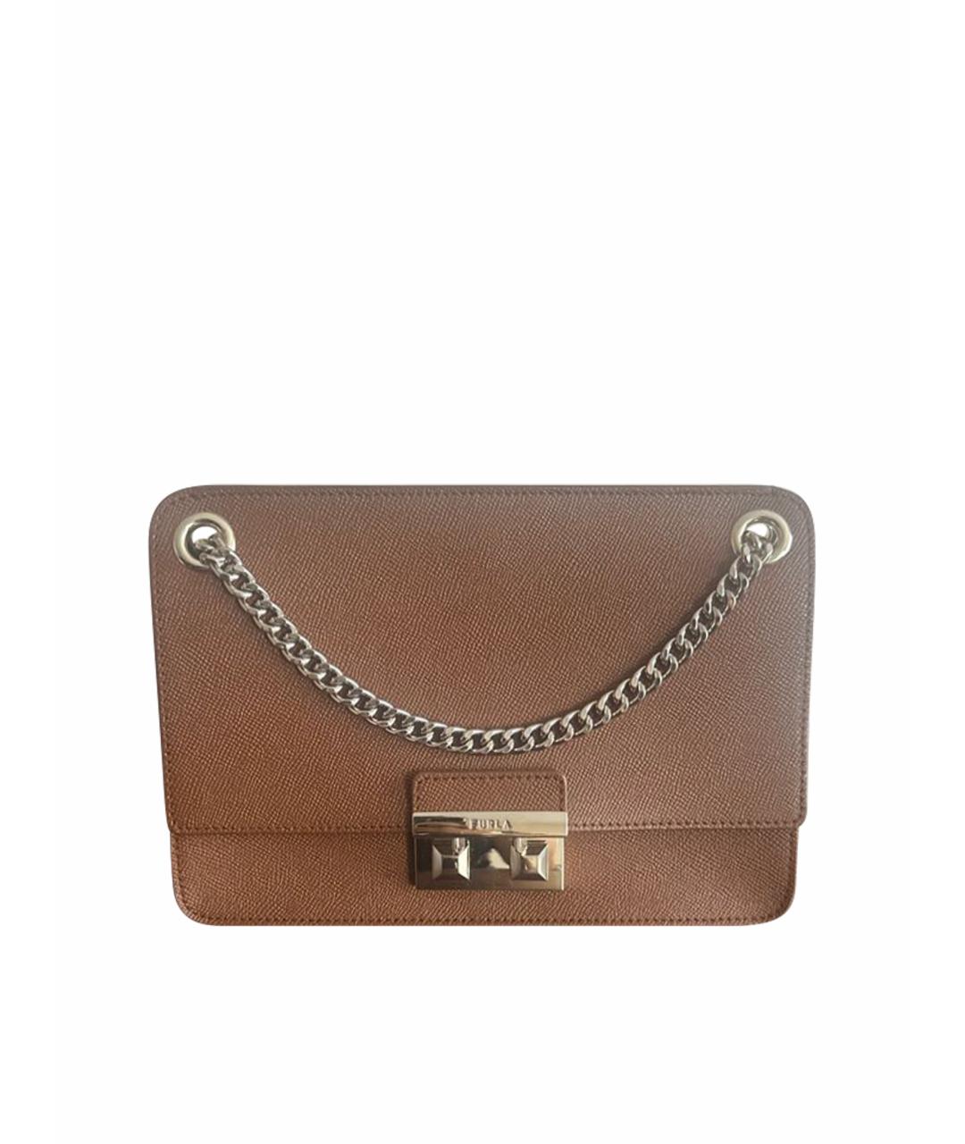 FURLA Коричневая кожаная сумка через плечо, фото 1