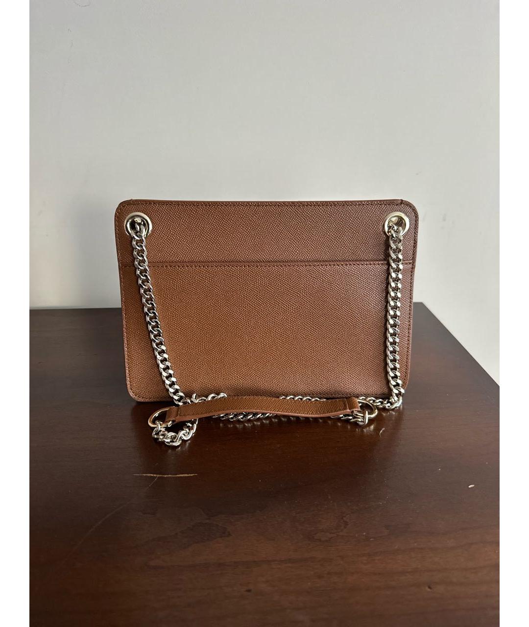 FURLA Коричневая кожаная сумка через плечо, фото 3