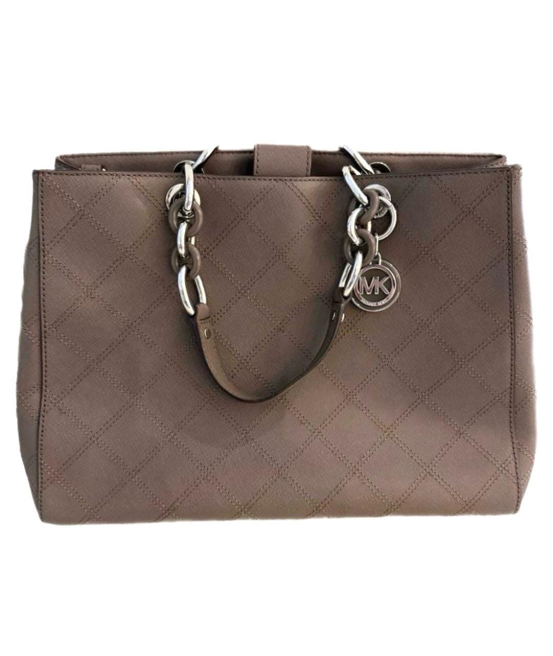 MICHAEL KORS Коричневая кожаная сумка с короткими ручками, фото 4