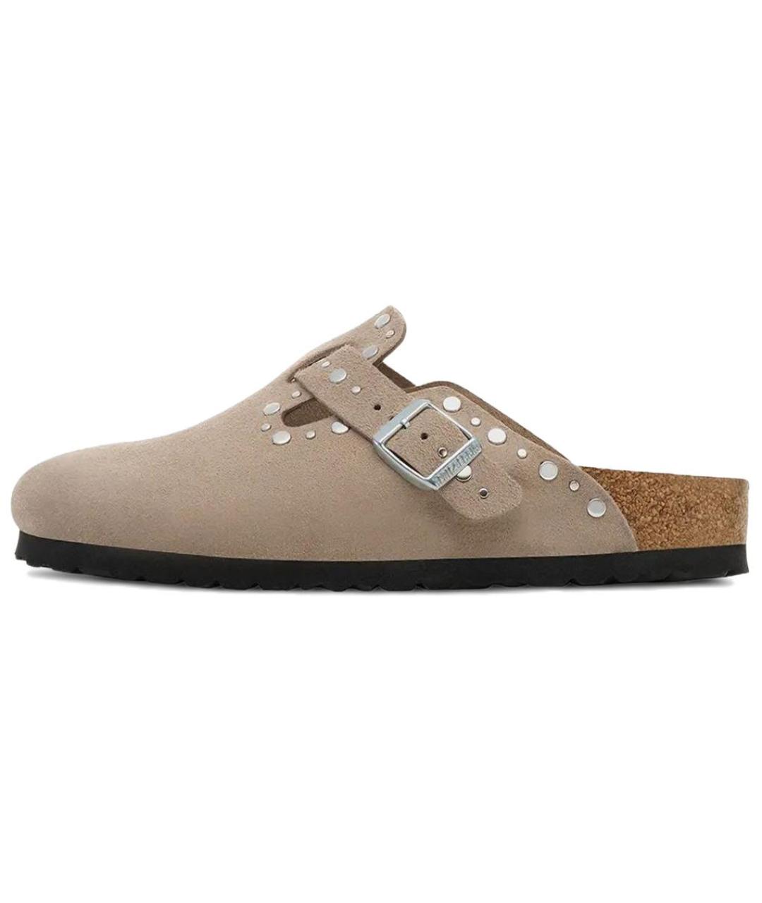 BIRKENSTOCK Бежевые нубуковые мюли, фото 4