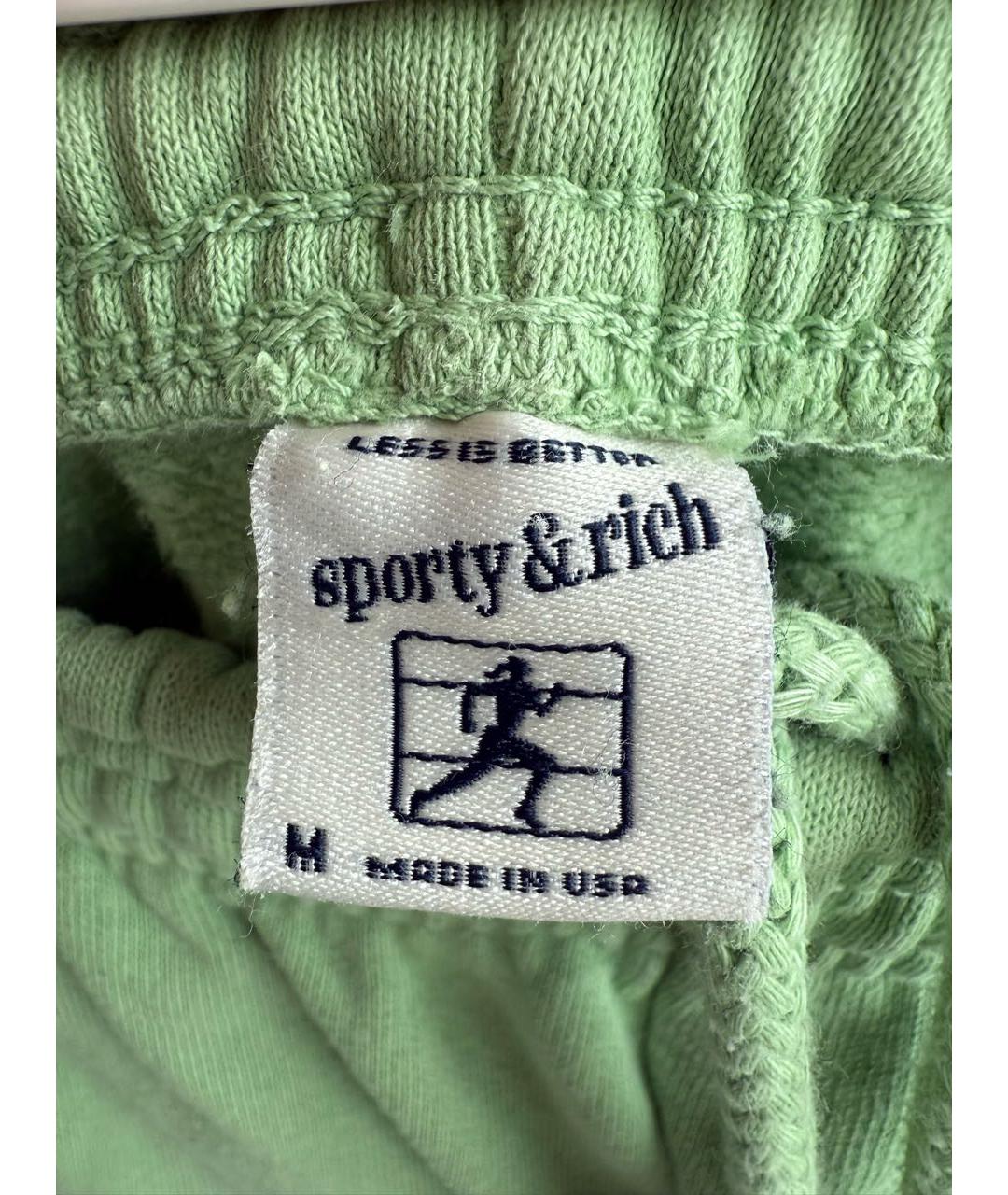 SPORTY AND RICH Салатовые хлопковые спортивные брюки и шорты, фото 3