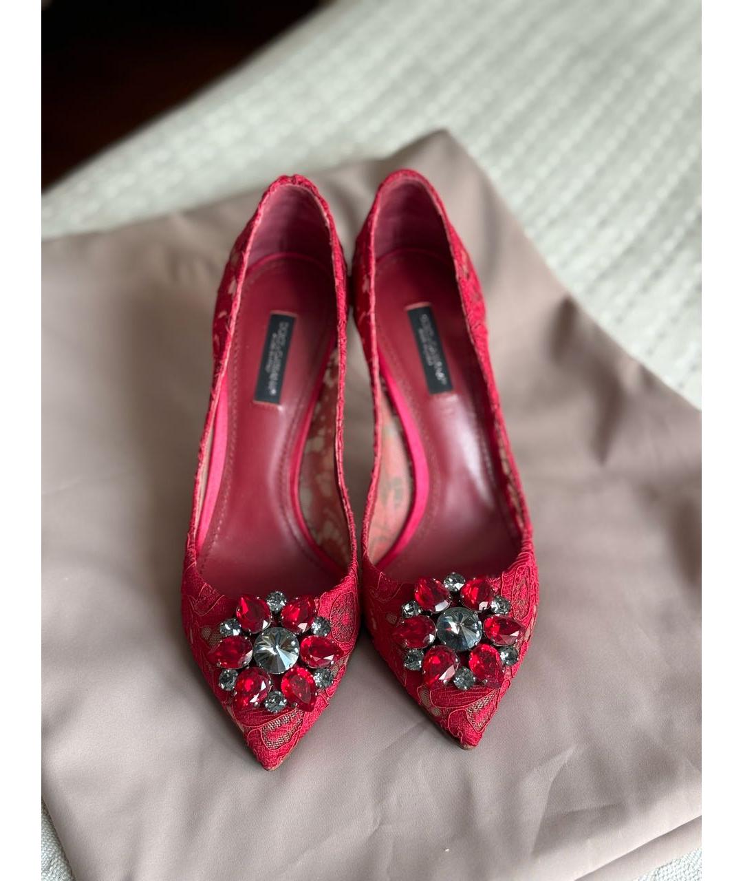 DOLCE&GABBANA Красные текстильные туфли, фото 2