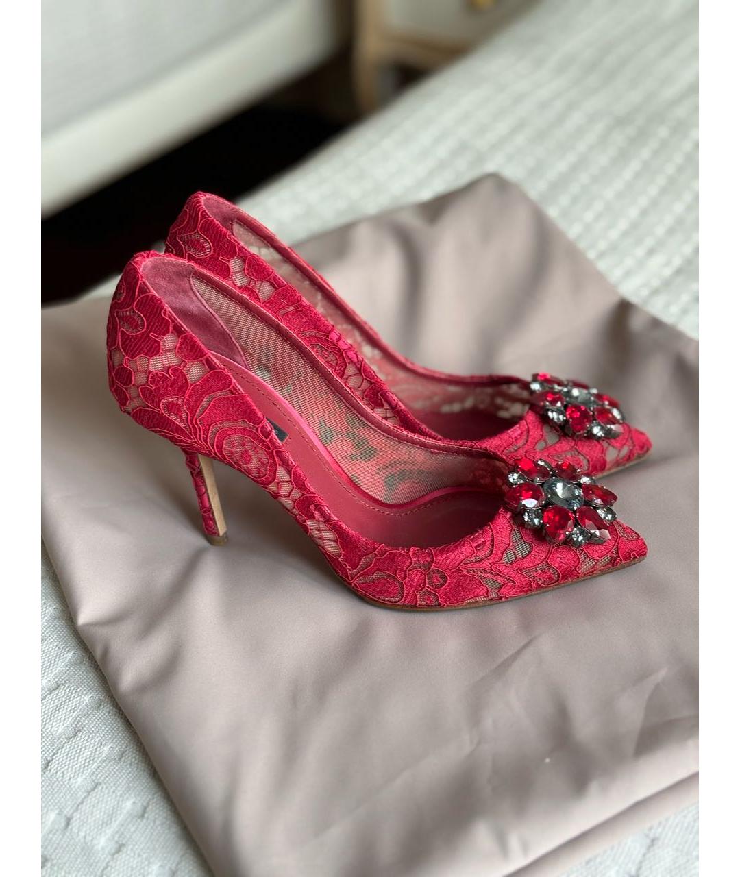 DOLCE&GABBANA Красные текстильные туфли, фото 4