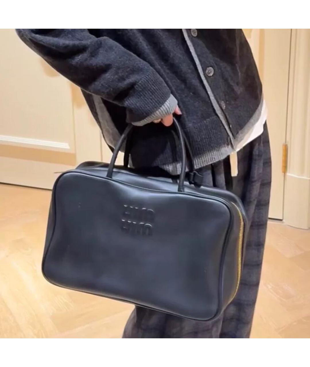 MIU MIU Черная кожаная дорожная/спортивная сумка, фото 6