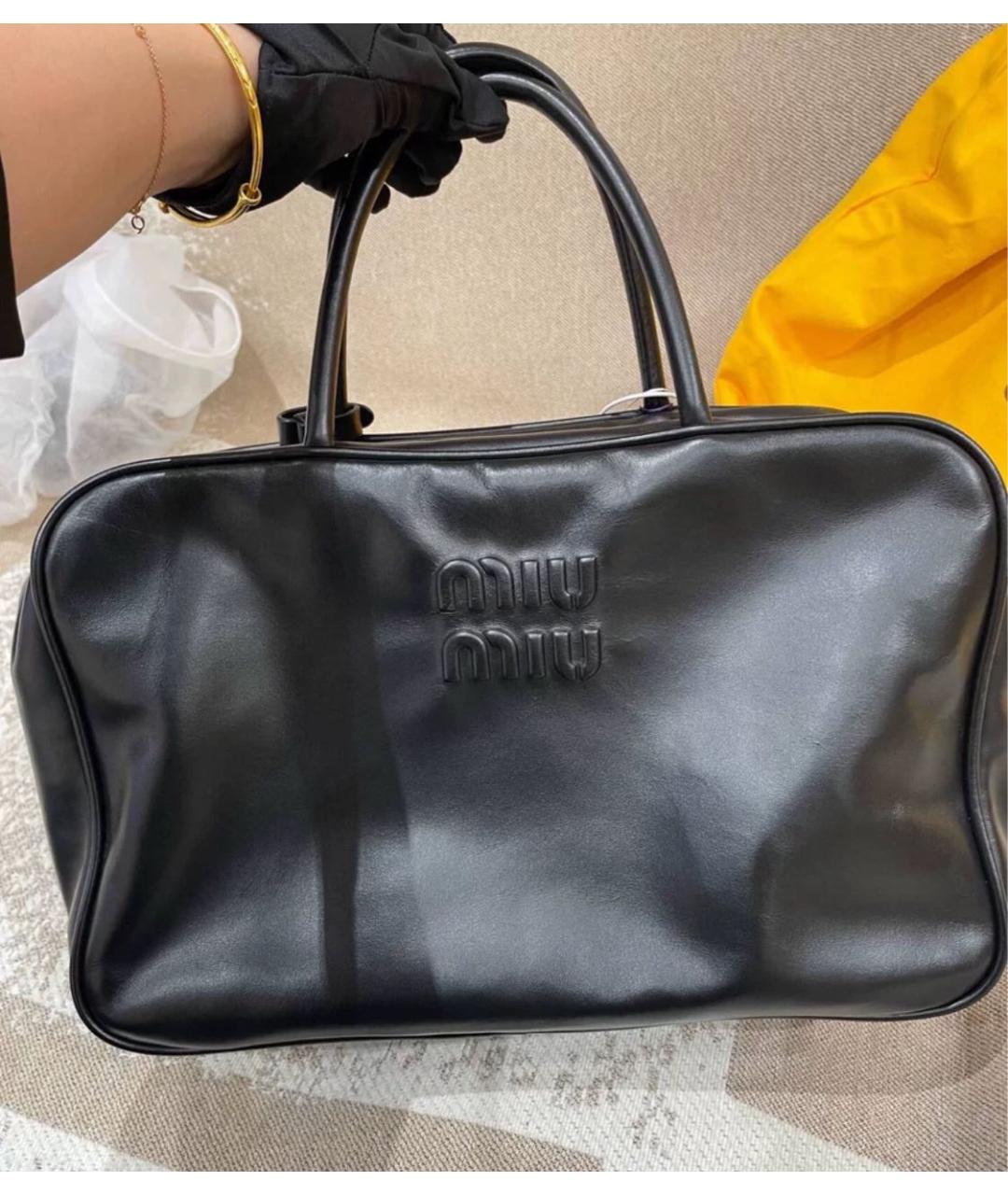 MIU MIU Черная кожаная дорожная/спортивная сумка, фото 5