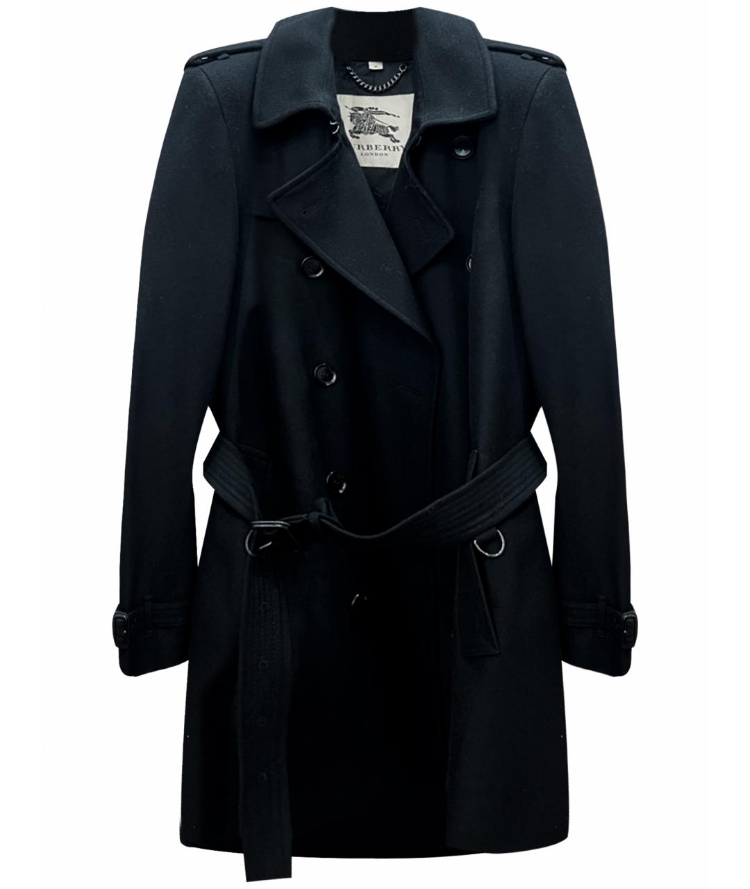 BURBERRY Черное шерстяное пальто, фото 1