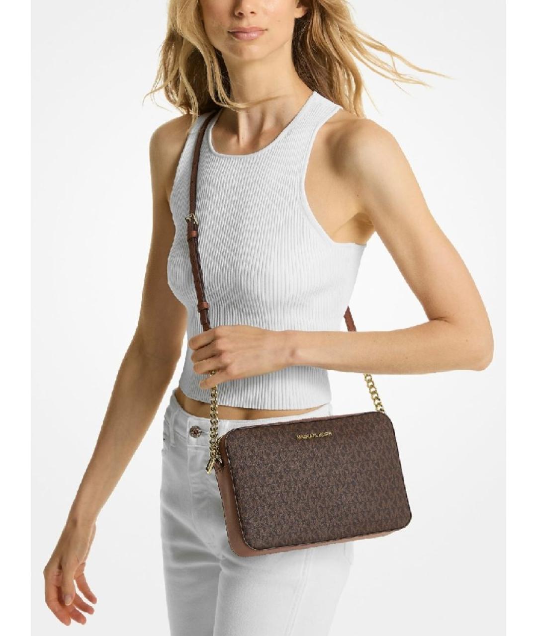 MICHAEL KORS Коричневая сумка через плечо из искусственной кожи, фото 4
