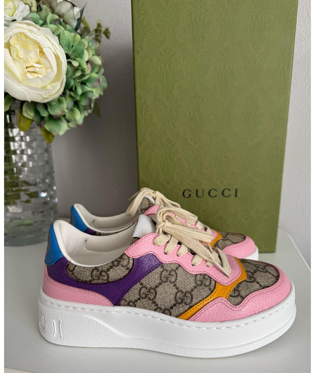 GUCCI Мульти кожаные кеды, фото 7
