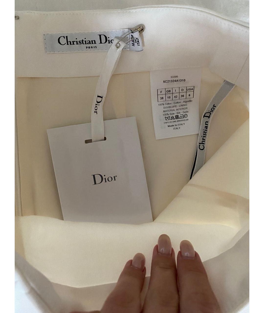 CHRISTIAN DIOR Белая хлопковая юбка миди, фото 3