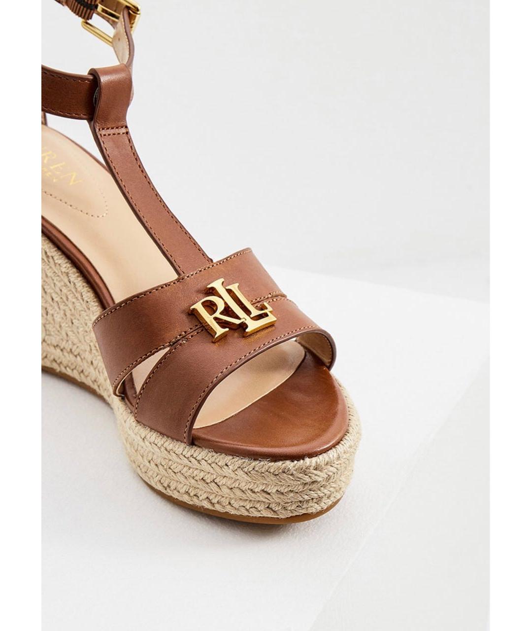 RALPH LAUREN Коричневые кожаные босоножки, фото 2