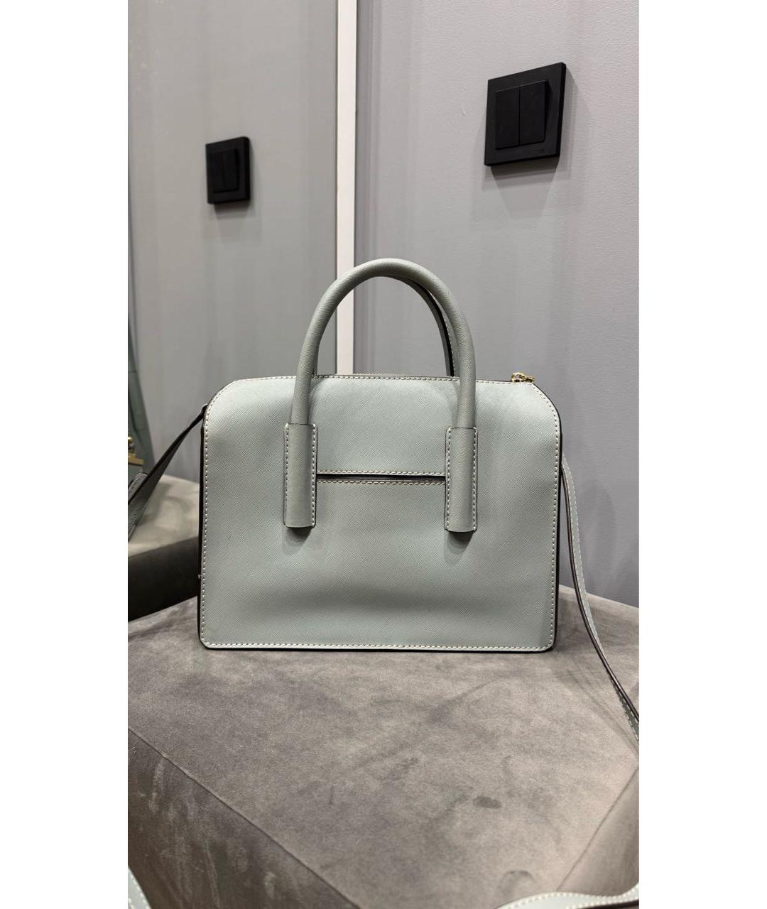 DKNY Зеленая кожаная сумка с короткими ручками, фото 4