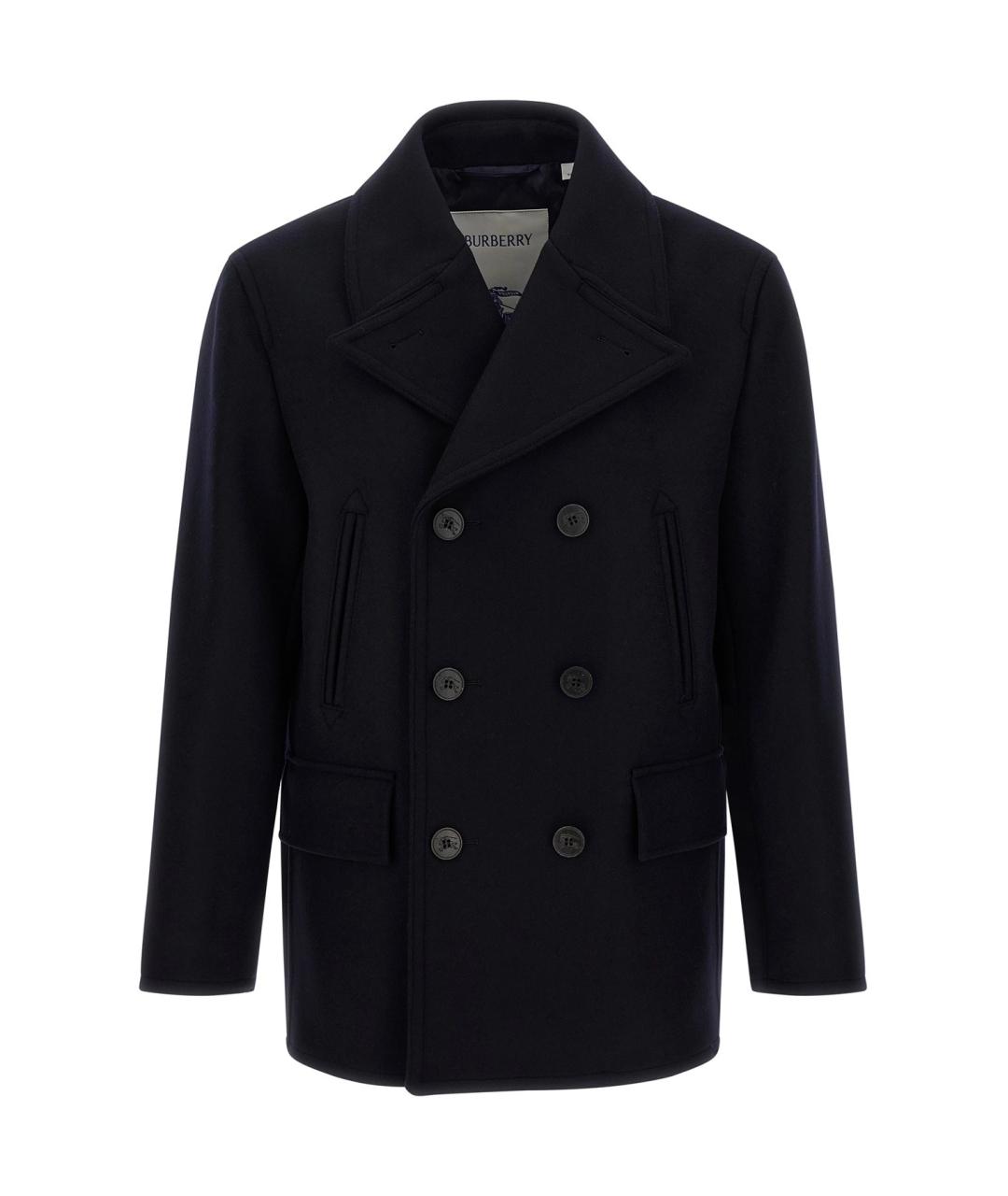 BURBERRY Темно-синее шерстяное пальто, фото 1