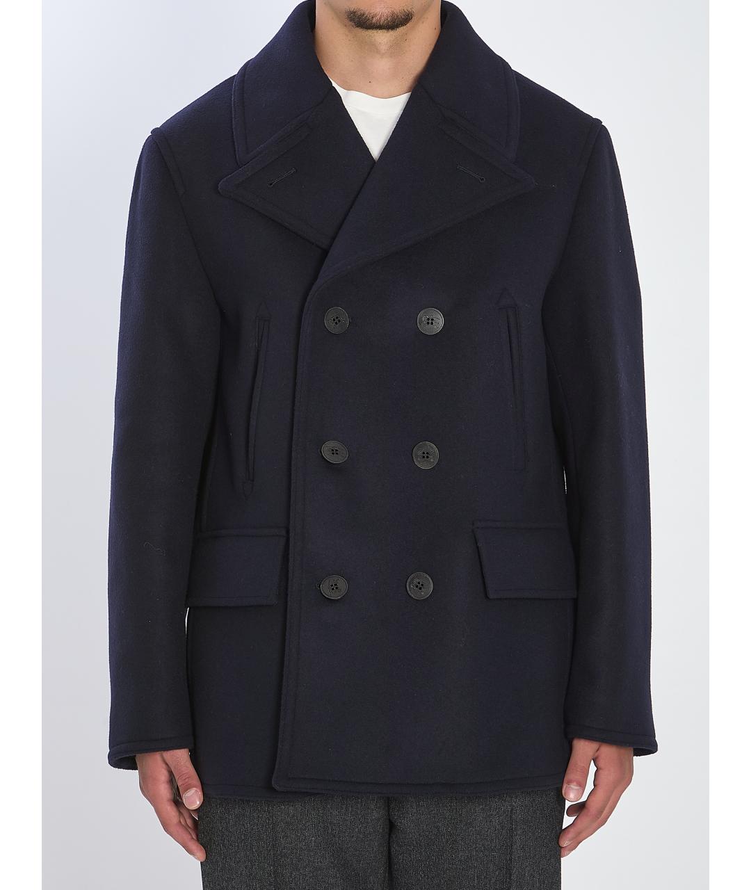 BURBERRY Темно-синее шерстяное пальто, фото 2