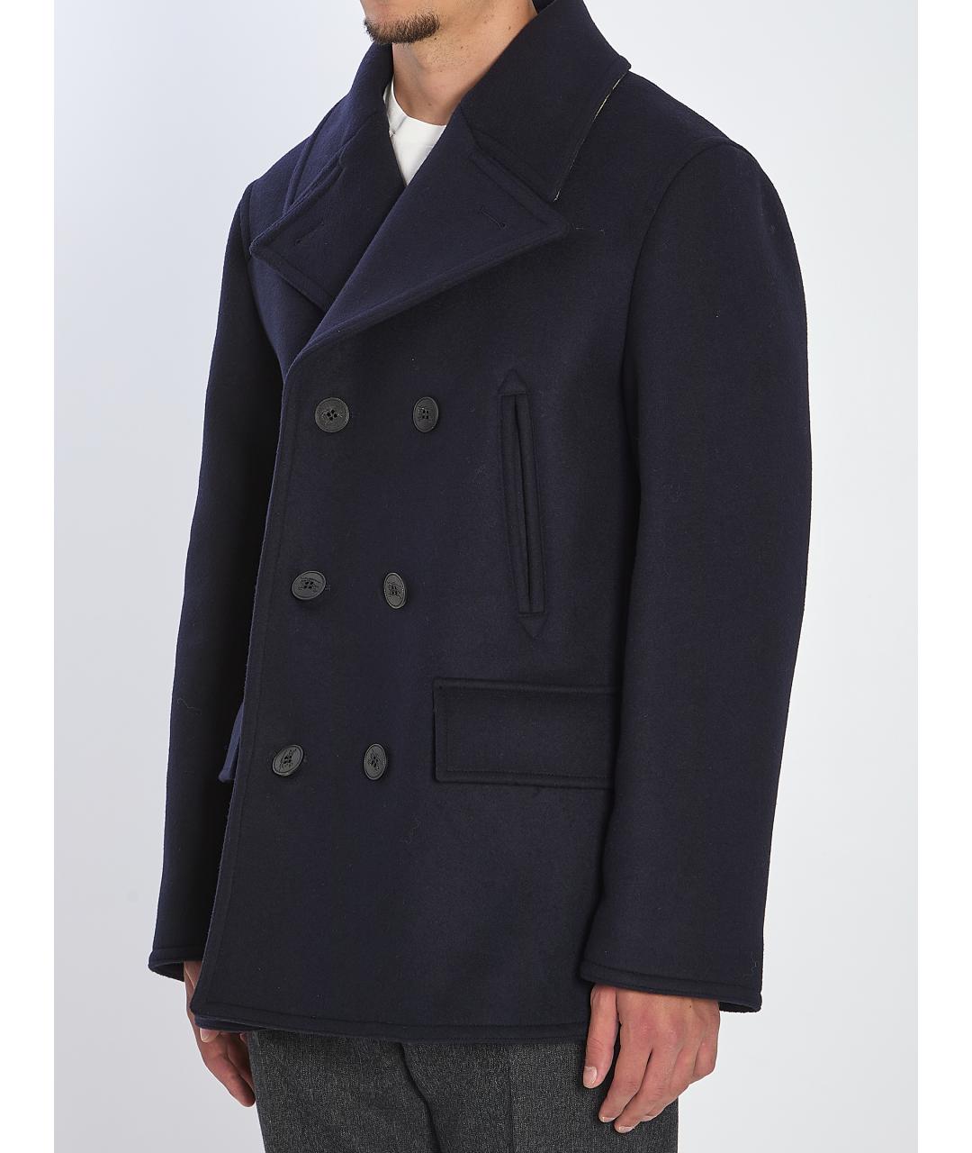 BURBERRY Темно-синее шерстяное пальто, фото 3