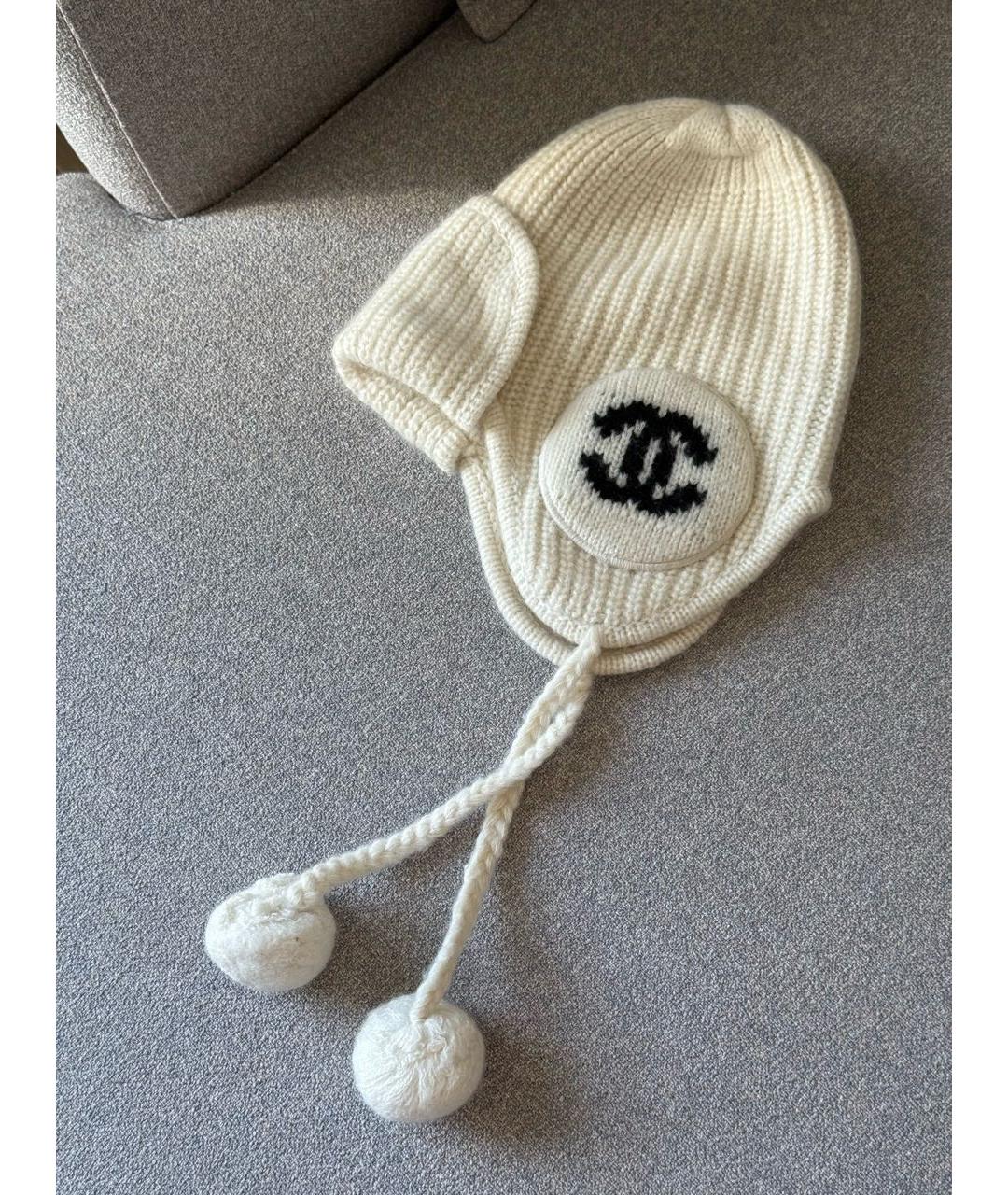 CHANEL Белая кашемировая шапка, фото 3