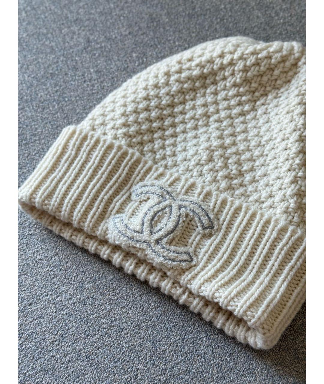 CHANEL Белая кашемировая шапка, фото 3