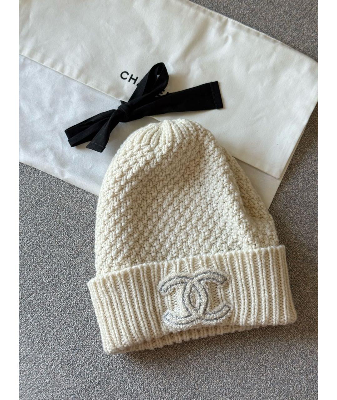 CHANEL Белая кашемировая шапка, фото 5