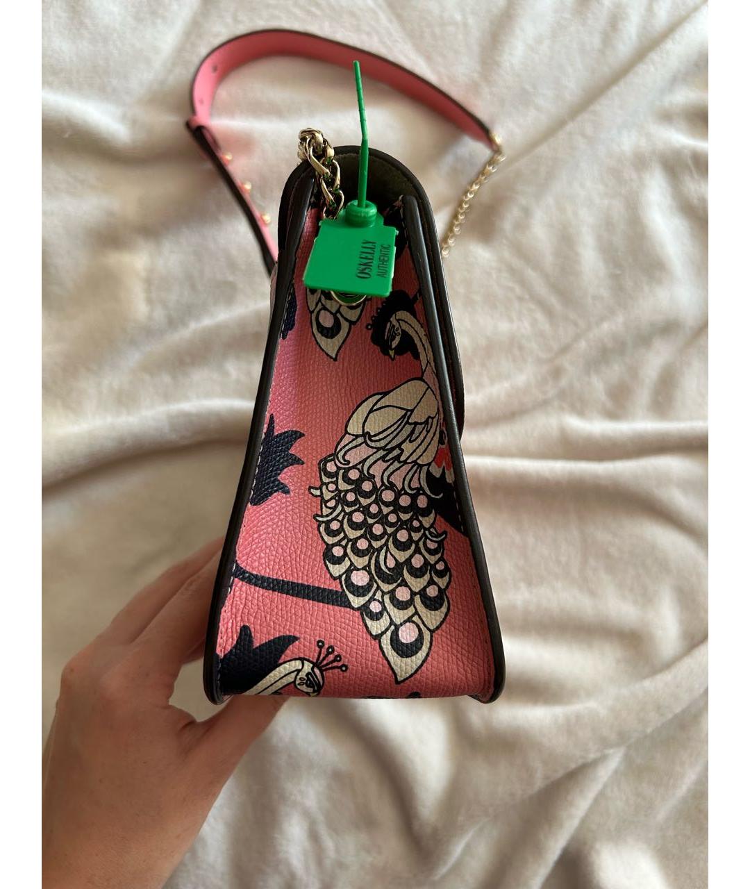 FURLA Коралловая кожаная сумка с короткими ручками, фото 5