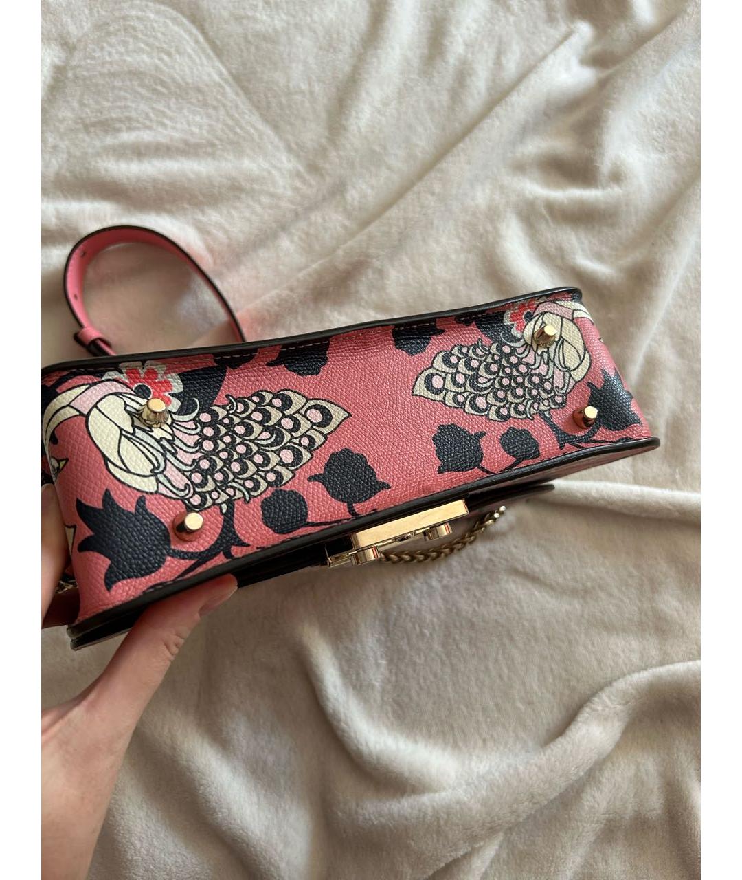 FURLA Коралловая кожаная сумка с короткими ручками, фото 7