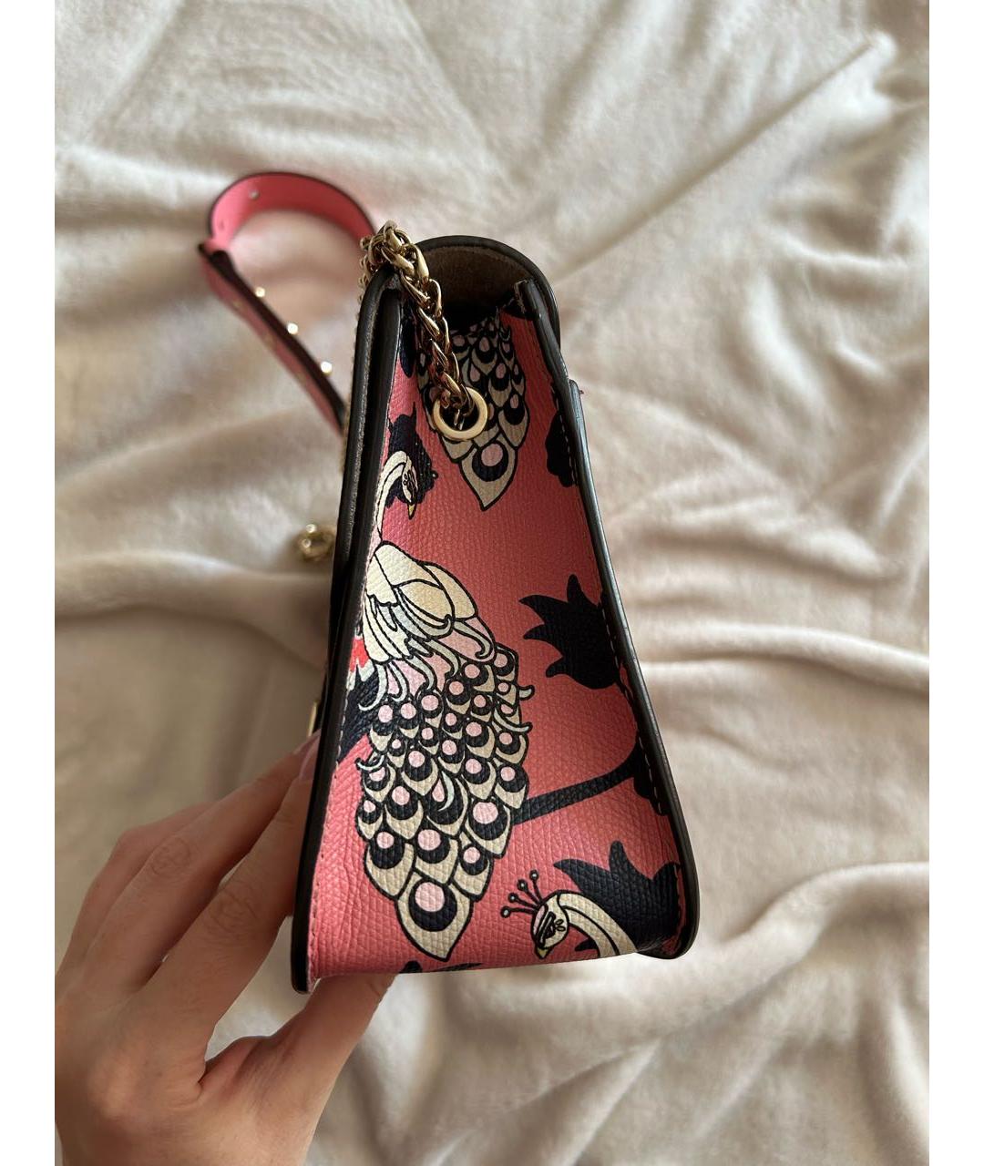FURLA Коралловая кожаная сумка с короткими ручками, фото 6