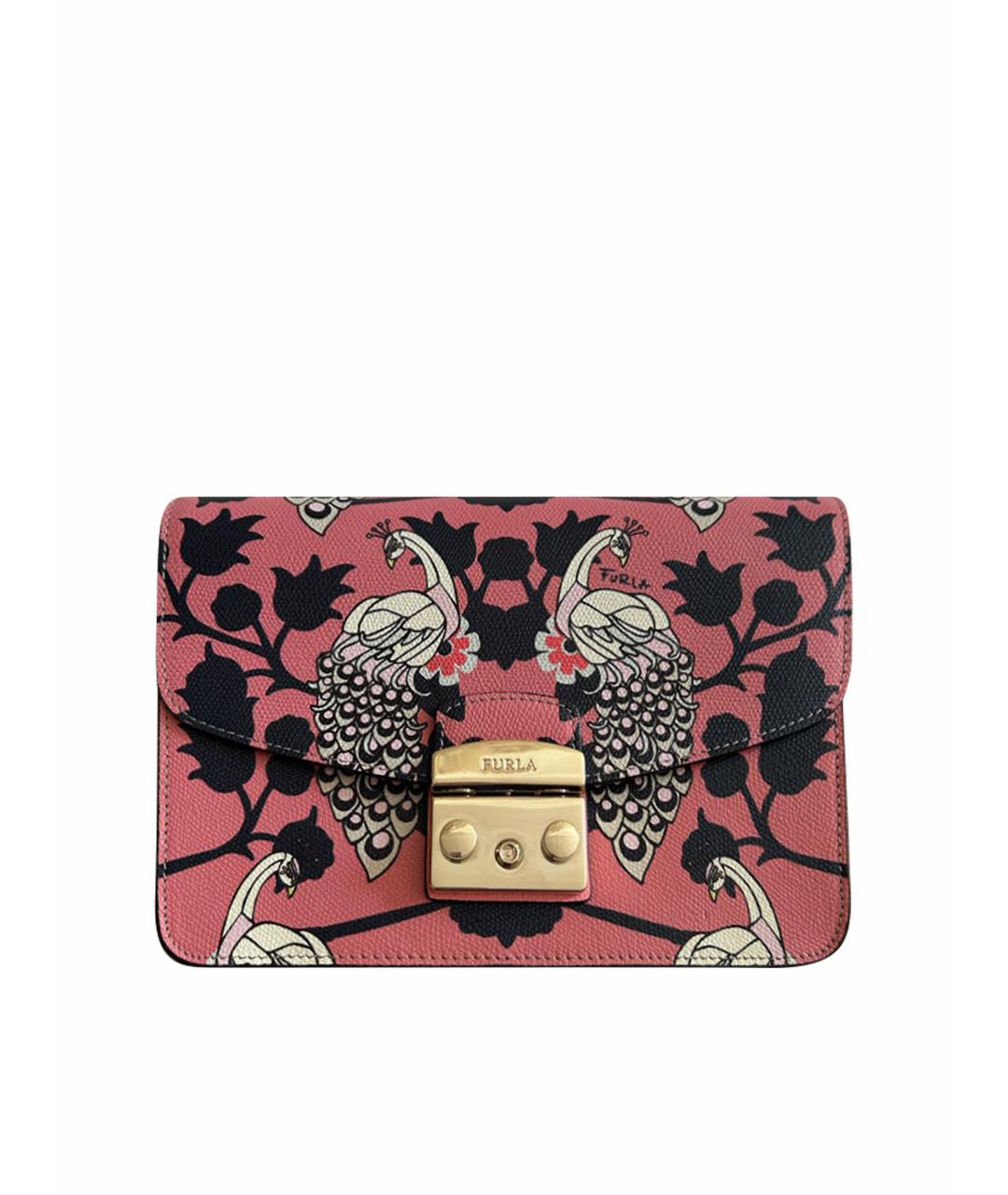 FURLA Коралловая кожаная сумка с короткими ручками, фото 1