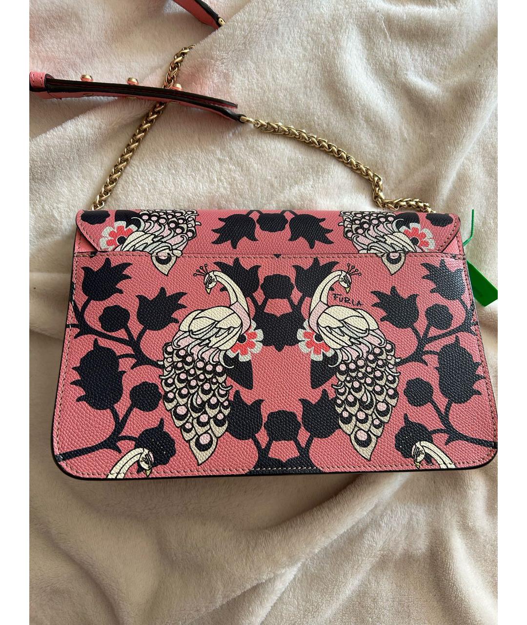 FURLA Коралловая кожаная сумка с короткими ручками, фото 3