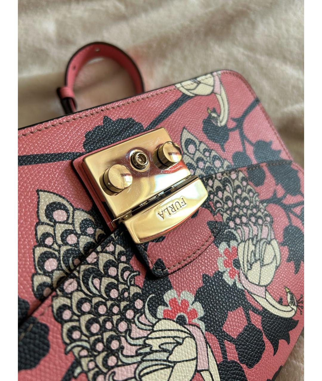 FURLA Коралловая кожаная сумка с короткими ручками, фото 4