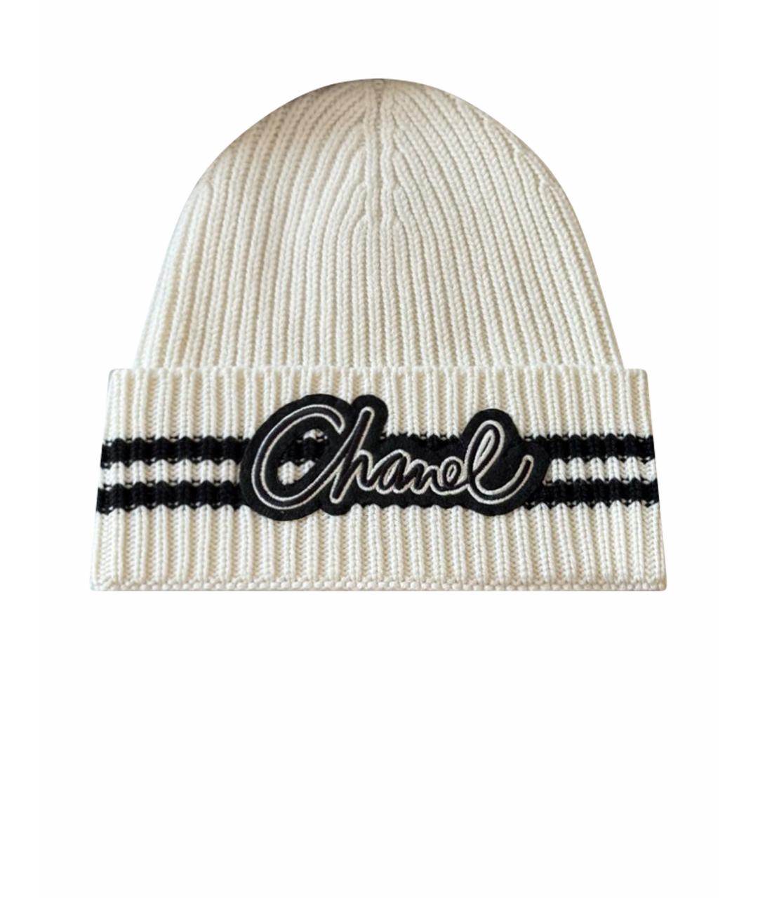 CHANEL Белая кашемировая шапка, фото 1