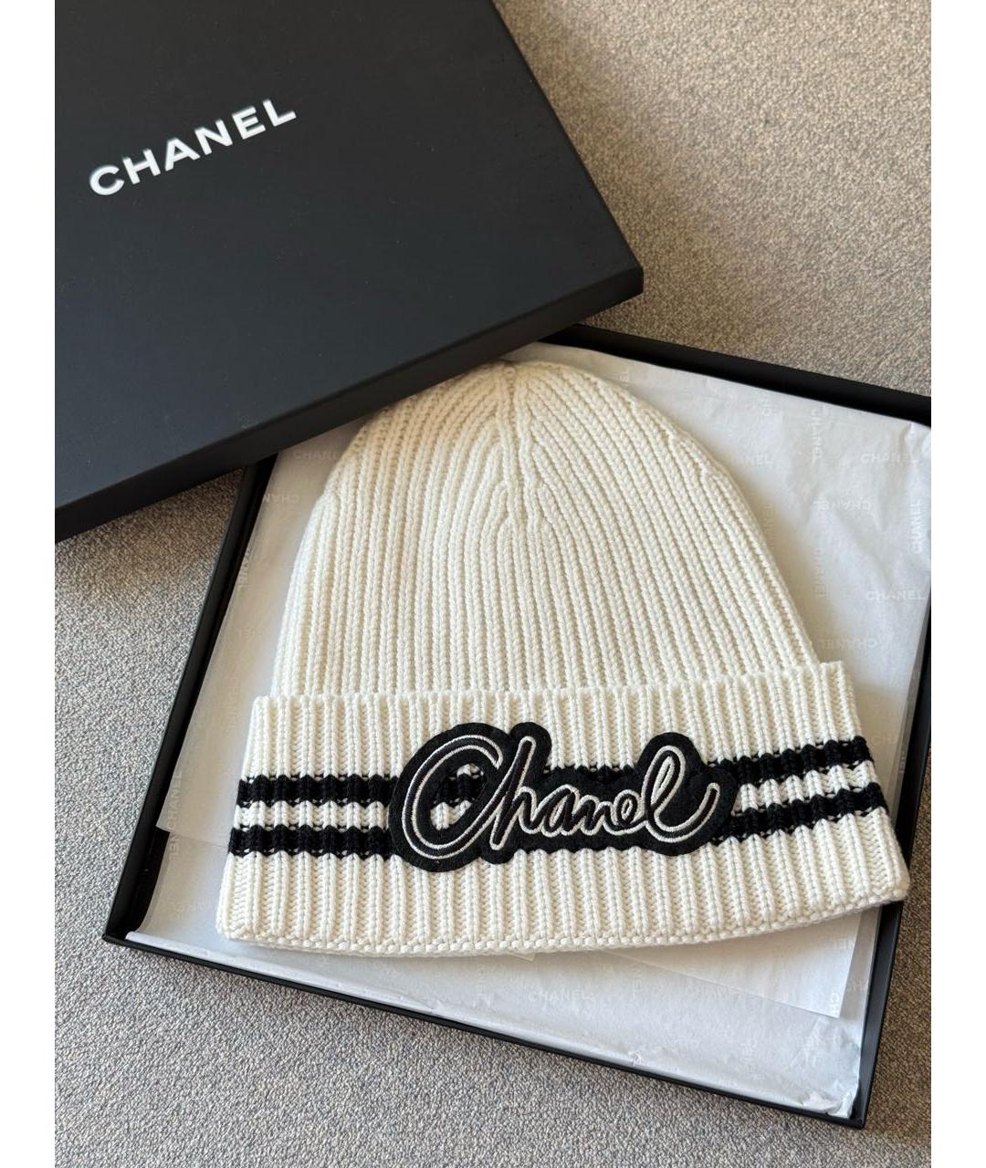 CHANEL Белая кашемировая шапка, фото 3