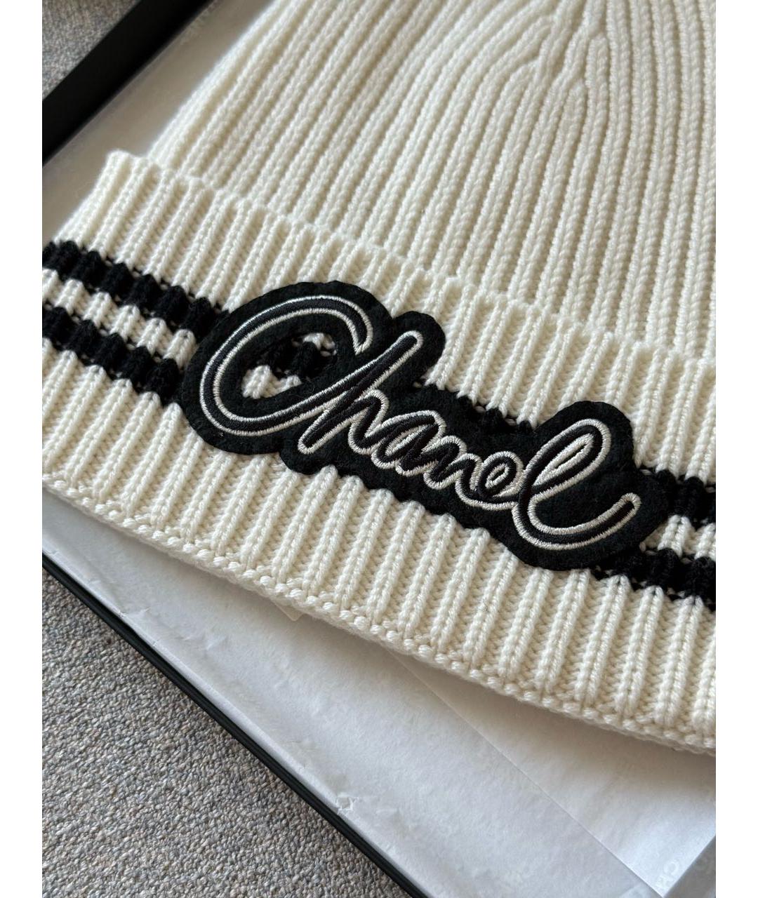 CHANEL Белая кашемировая шапка, фото 2
