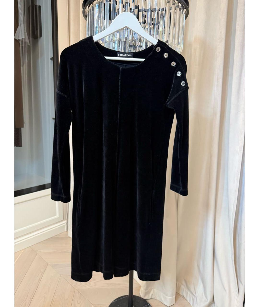 SONIA RYKIEL Черное бархатное повседневное платье, фото 5