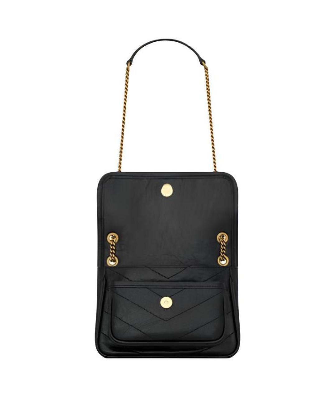 SAINT LAURENT Черная кожаная сумка через плечо, фото 4