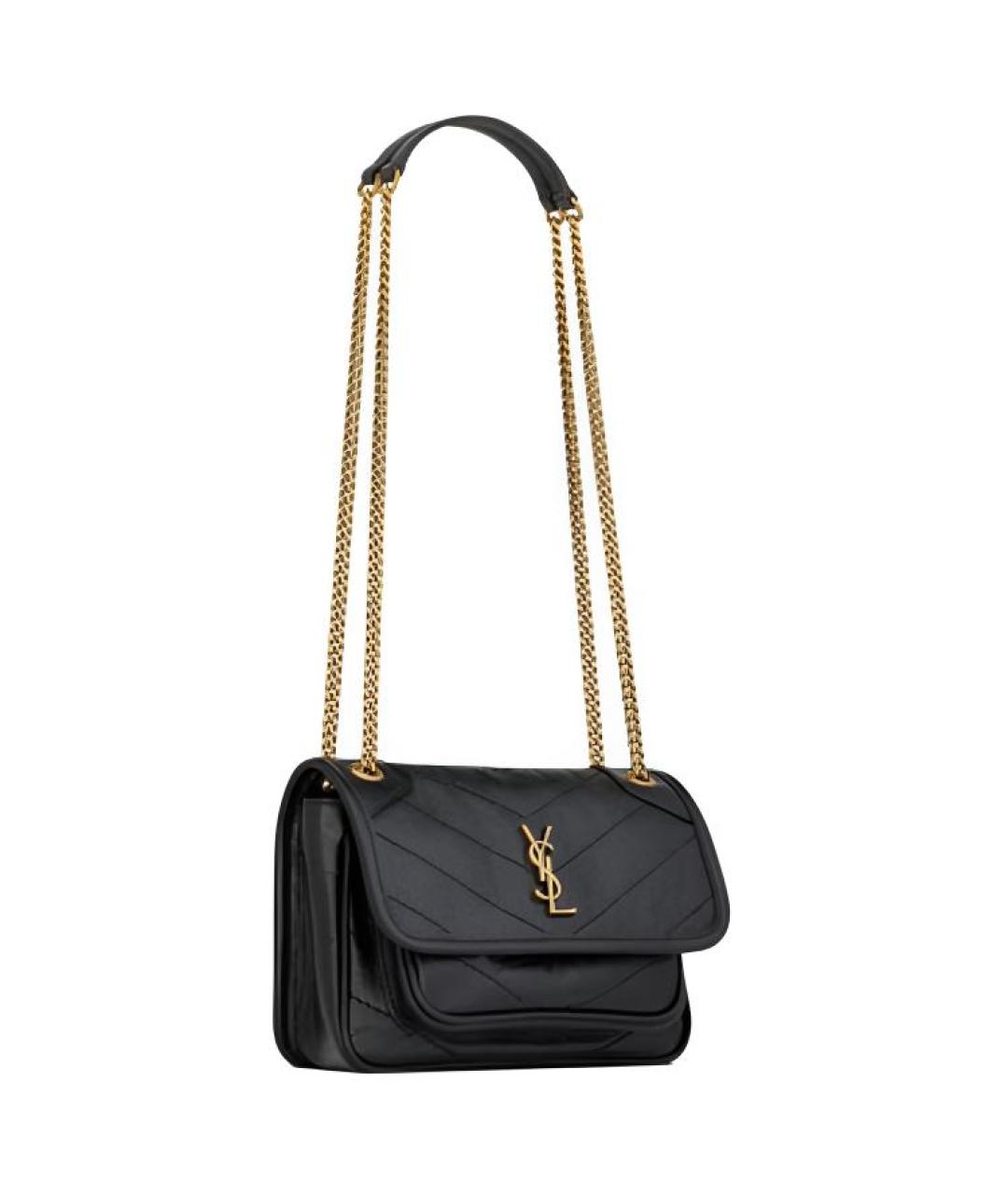 SAINT LAURENT Черная кожаная сумка через плечо, фото 3