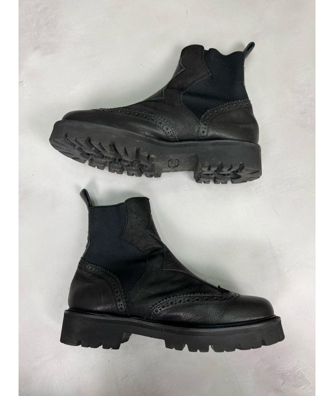 YOHJI YAMAMOTO Черные кожаные ботинки, фото 7