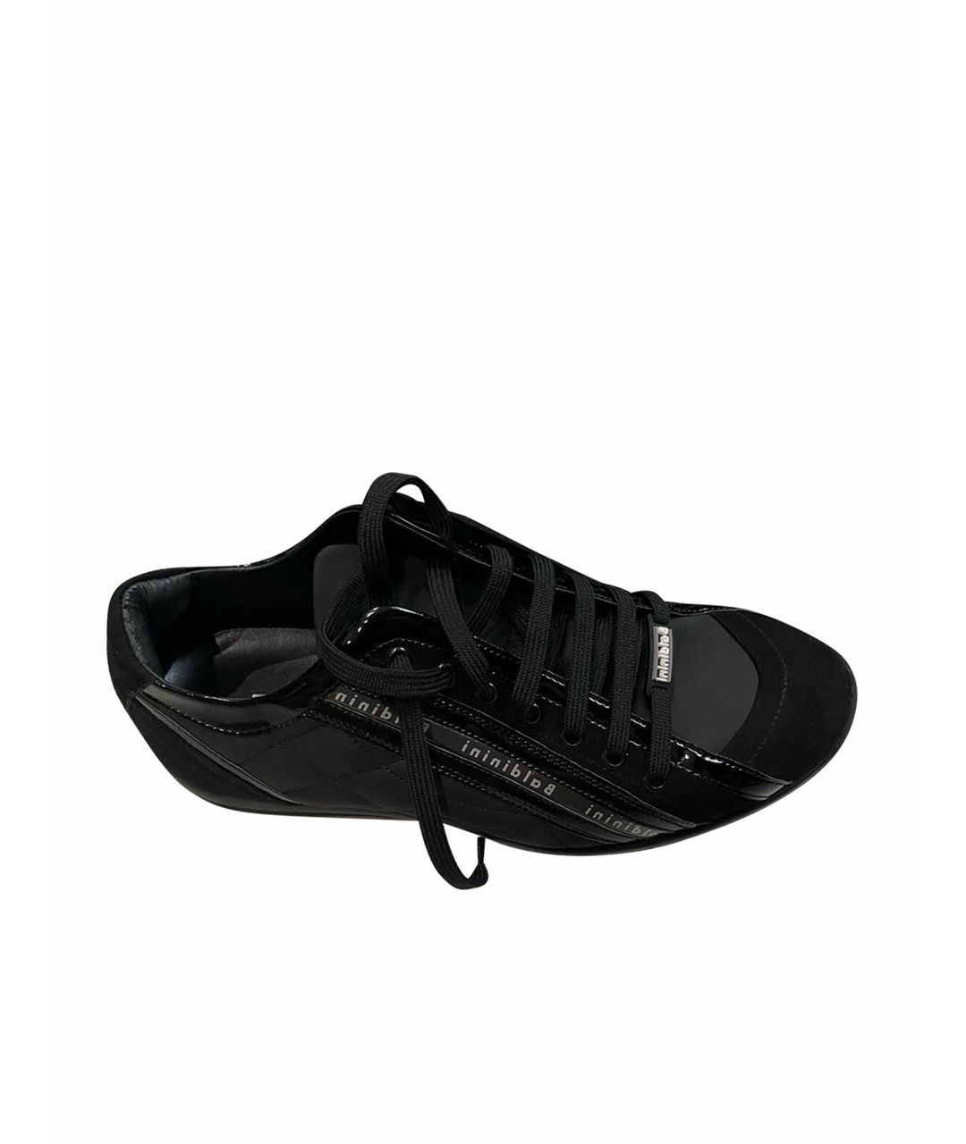 BALDININI Черные низкие кроссовки / кеды из лакированной кожи, фото 1