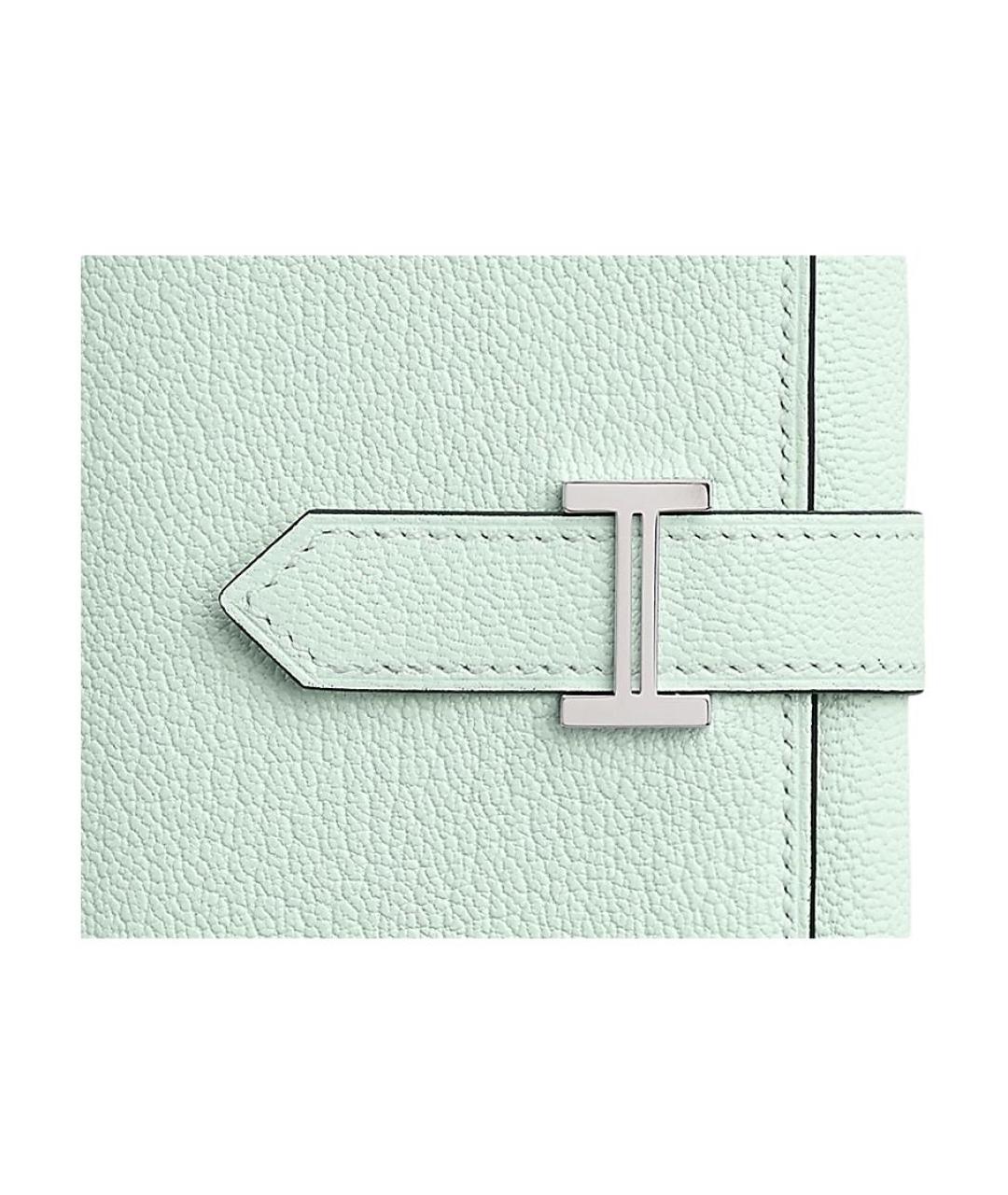 HERMES Бирюзовый кожаный кошелек, фото 3