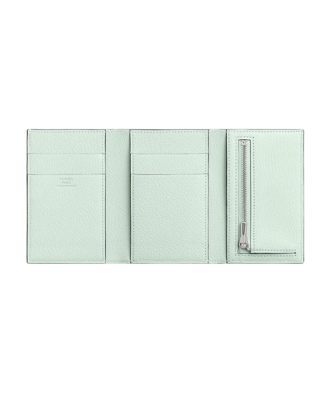 HERMES Бирюзовый кожаный кошелек, фото 2