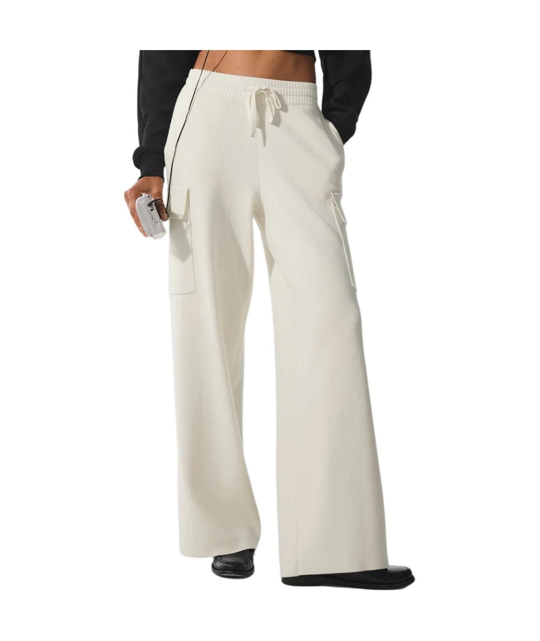 ALO YOGA Белые прямые брюки, фото 3