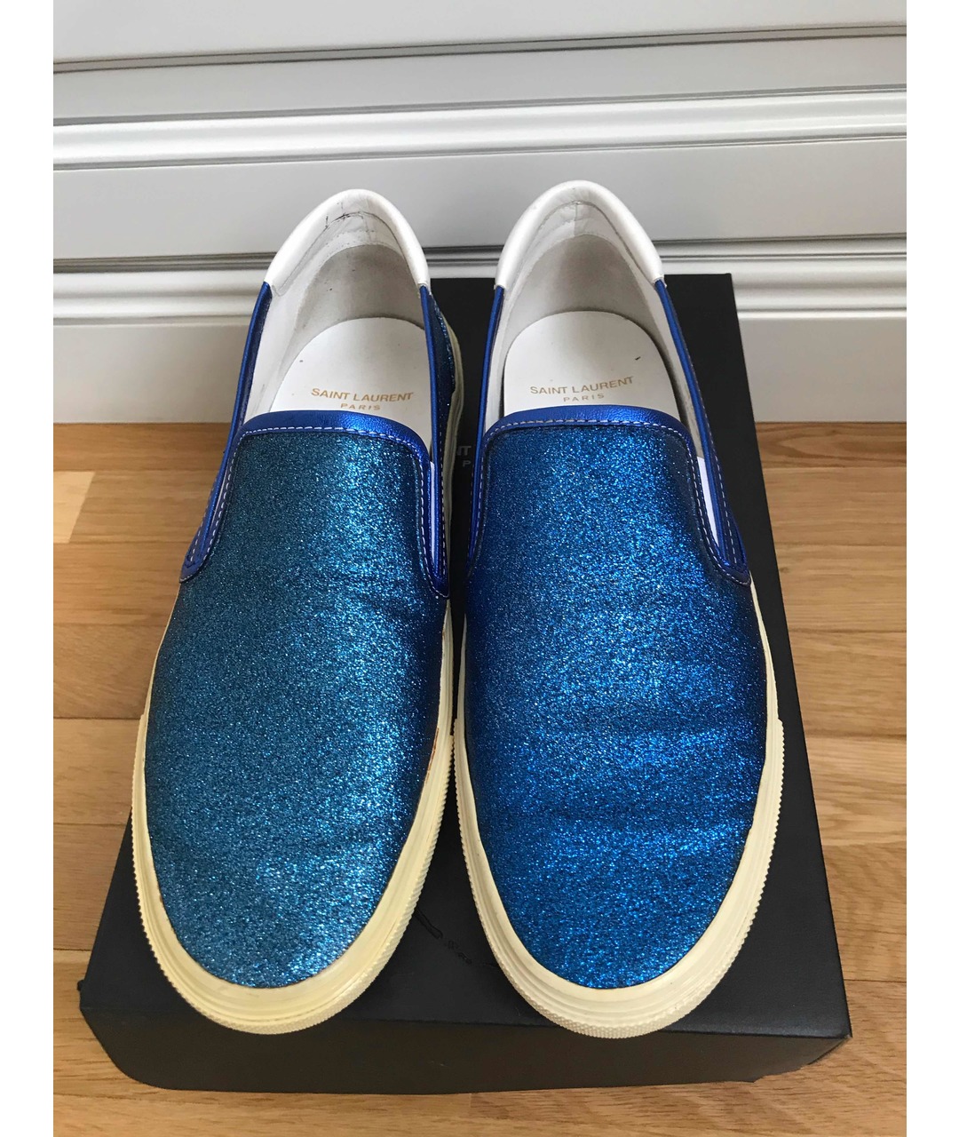 SAINT LAURENT Синие кожаные кроссовки, фото 2